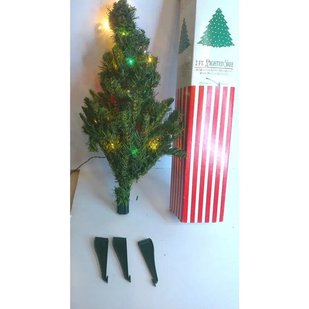 Vintage Silvestri Christmas Tree 2 Foot Lighted Mulitcolor With Base